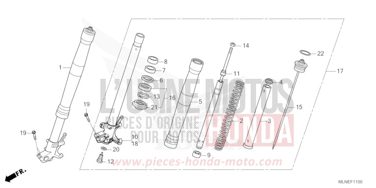 FOURCHETTE AVANT (1) de Africa Twin MAT BALLISTIC BLACK METALLIC (NHA86) 2025